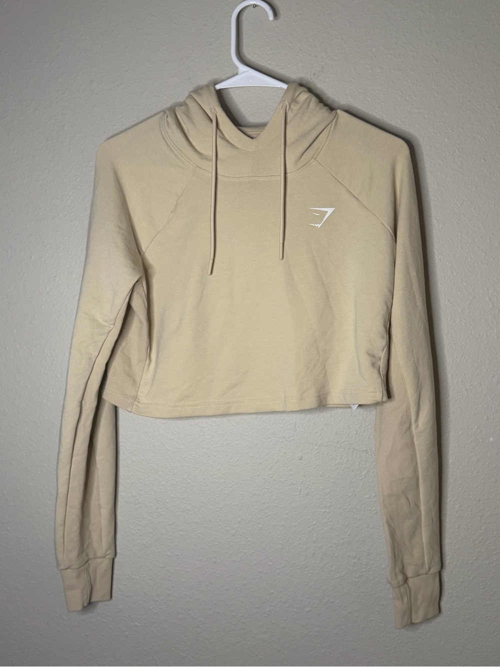 Gymshark Cropped Crest Hoodie beige Sweatshirt Women’s Size Small S